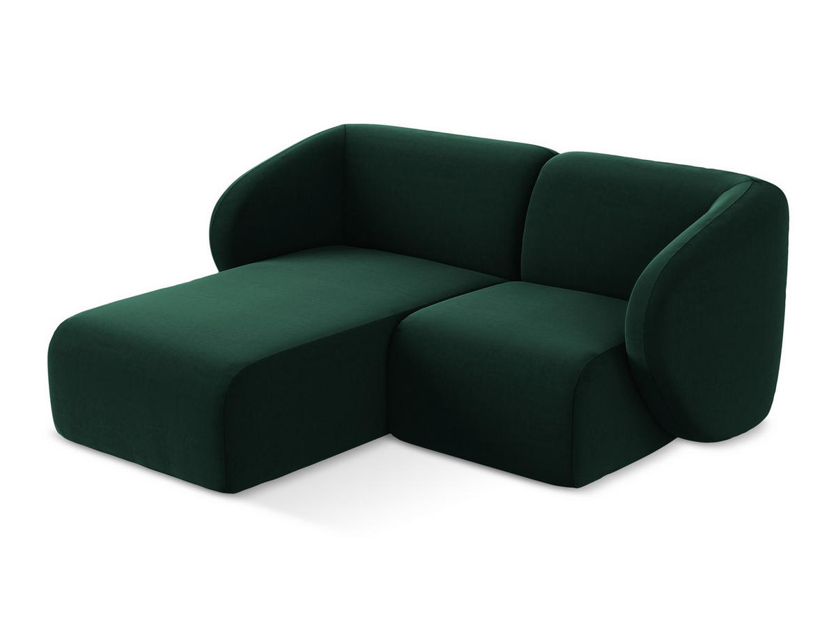 ECKSOFA Links Samt Stoff Grün - Dunkelgrün/Schwarz, Holzwerkstoff/Kunststoff (178/166cm) - Makamii