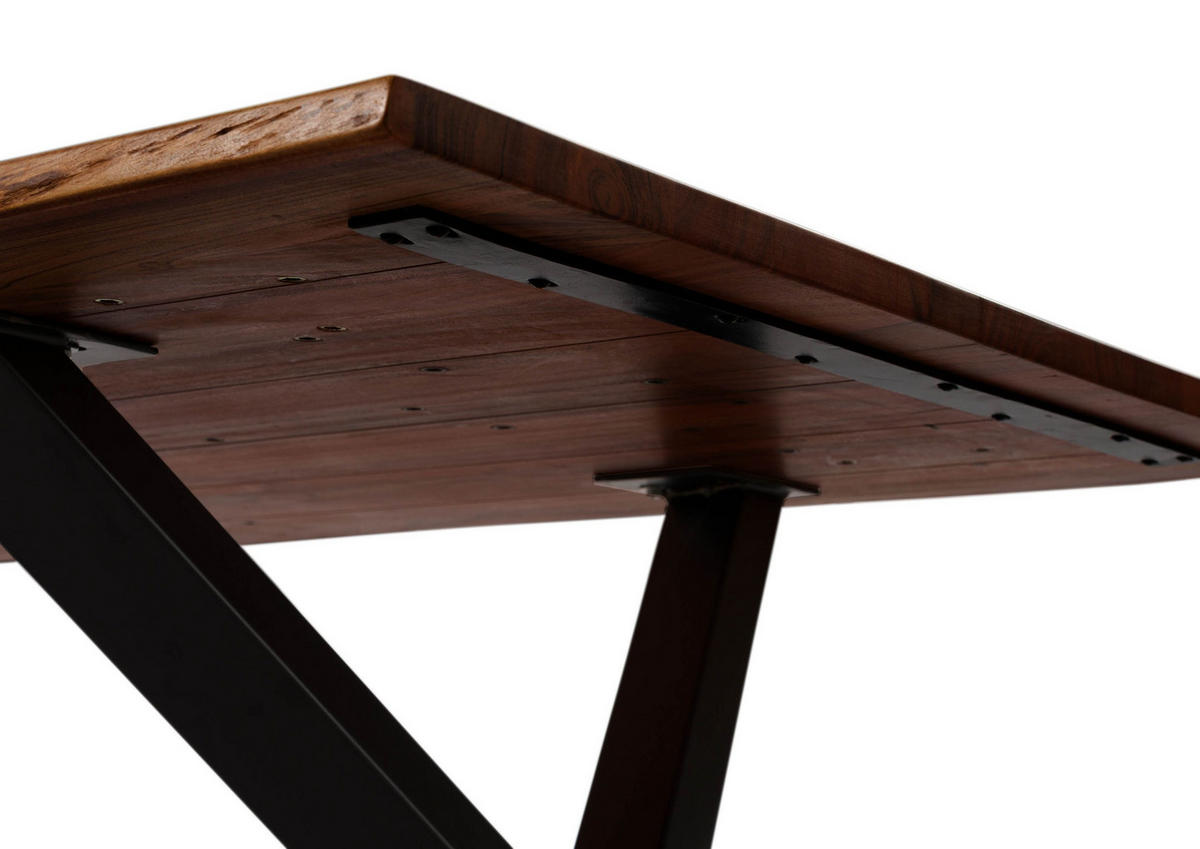 BAUMTISCH Akazie 160x90x75 braun lackiert / ausgestellte X-Beine anthrazit matt FREEFORM 3 - Anthrazit/Braun, Holz (160/90/75cm) - Massivmoebel24