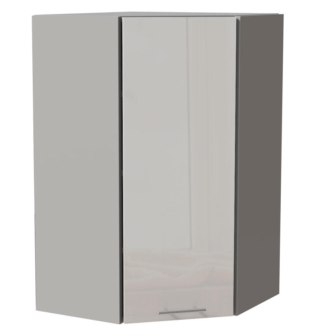Feldmann-Wohnen Eck-Hängeschrank Weiß Hochglanz, Grau 60x96x60 cm