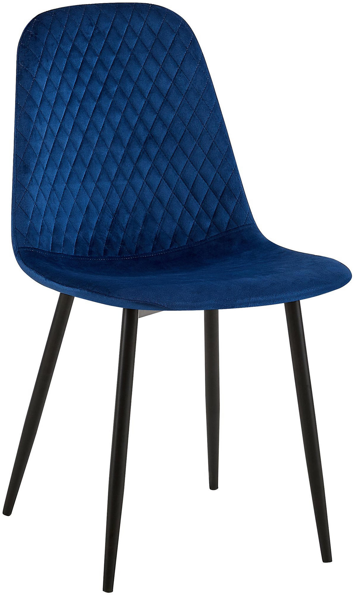 STUHL 4er Set Samt Blau - Blau/Schwarz, Textil/Metall (44/88/54cm) - CLP