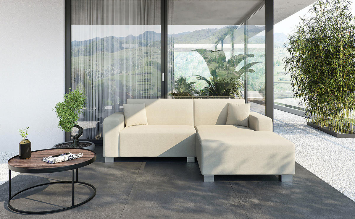 OUTDOOR-ECKSOFA - Creme - Creme, Textil/Metall - home24