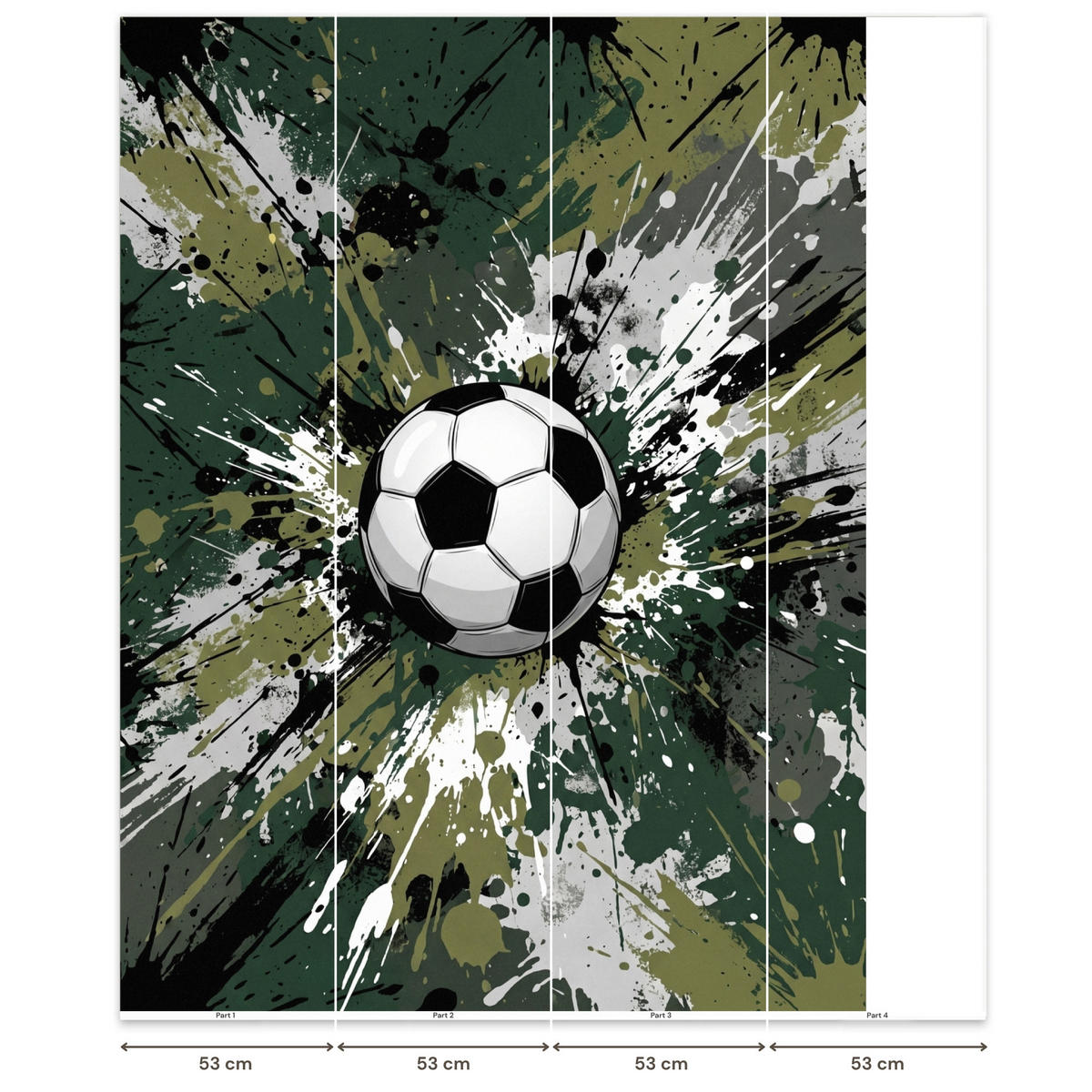 KINDERTAPETE - Fußball - Farbe - Spritzer - Grün - 180x240 cm - Dunkelgrün, Papier (180/240cm) - OnlyWow