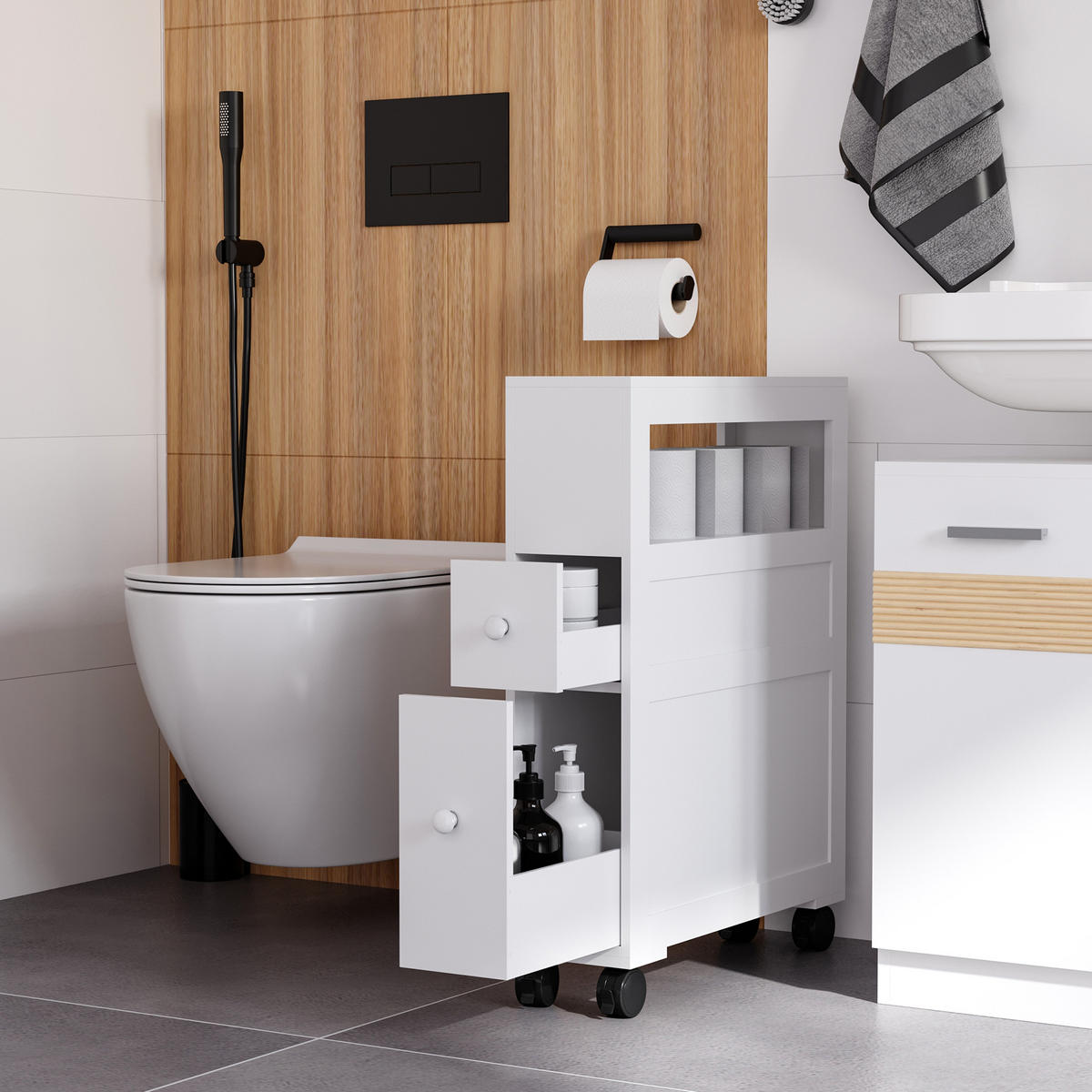 BADSCHRANK Weiß 16/52/71,5 cm - Weiß, Holzwerkstoff (52/71.5/16cm) - PANGIVO