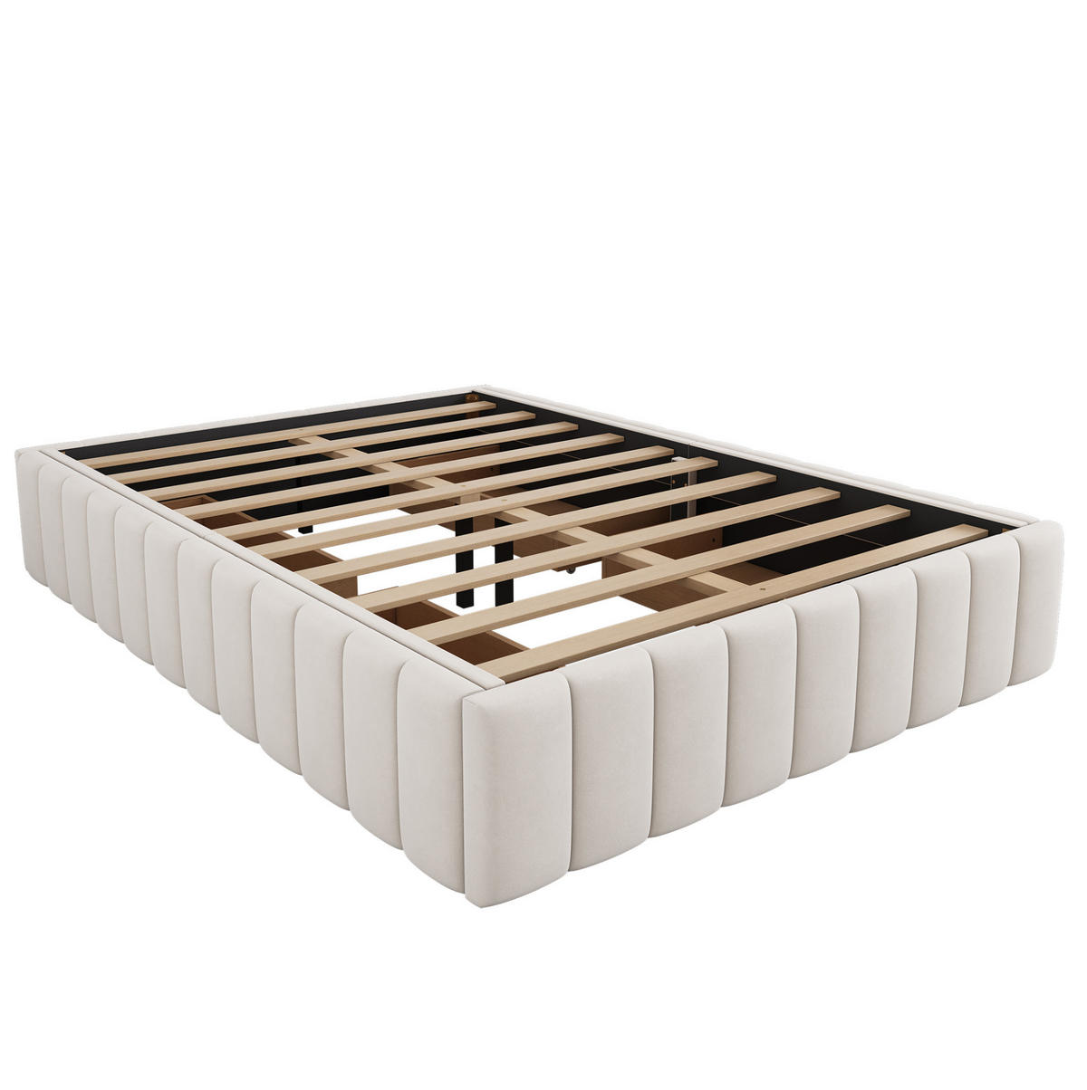POLSTERBETT 140/200 cm Beige aus Samt mit 4 Schubladen und Lattenrost - Beige, Textil (140/200cm) - OKWISH
