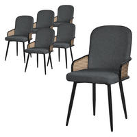 ESSZIMMERSTÜHLE 6er Set Anthrazit mit Stoffbezug Rattan Optik - Anthrazit/Schwarz, Naturmaterialien/Textil (51/91/61cm) - ML-DESIGN