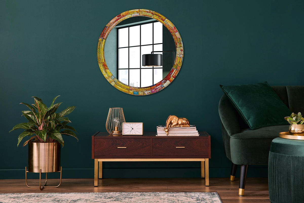 SPIEGEL Ø80 cm Rund mit Aufdruck - Multicolor, Glas (80/80/0.4cm) - TULUP