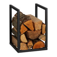 KAMINHOLZREGAL - Schwarz, Metall (30/40/30cm) - Relaxdays