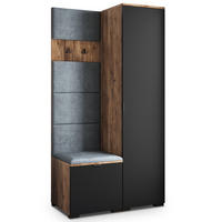 GARDEROBENSCHRANK LORI 95/181/51 cm Modern Garderobe-Set Eiche Lefkas - Eichefarben/Schwarz, Holzwerkstoff (95/181/51cm) - MASSENO