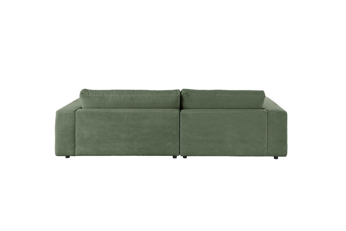 ECKSOFA MADELINE Grün Cord - Schwarz/Olivgrün, Kunststoff/Textil (270/190cm) - KAWOLA