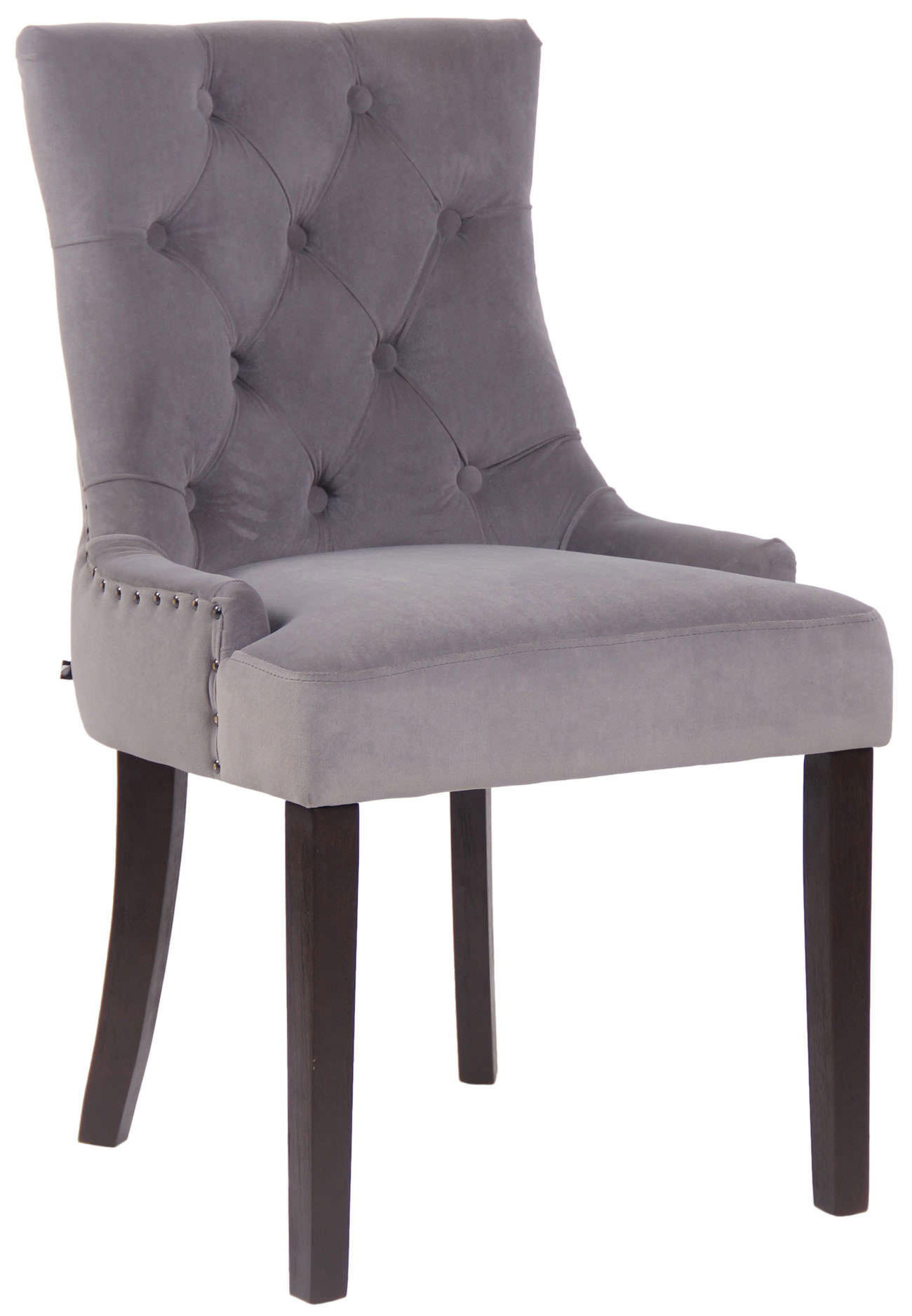 ESSZIMMERSTUHL Aboli Samt, antik Grau - Dunkelbraun/Grau, Holz/Textil (55/92/58cm) - TPFLiving