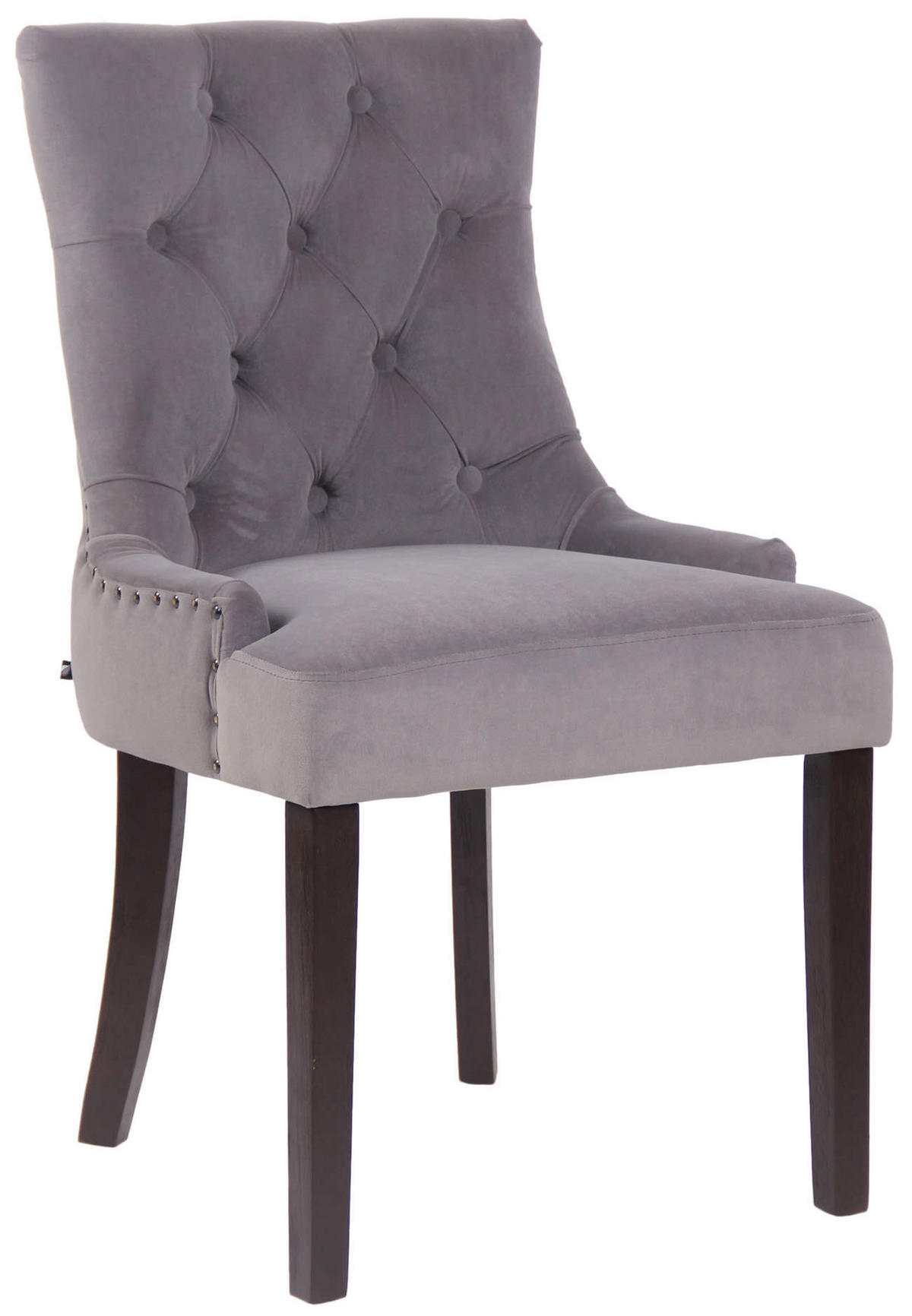 ESSZIMMERSTUHL Aboli Samt, antik Grau - Dunkelbraun/Grau, Holz/Textil (55/92/58cm) - TPFLiving