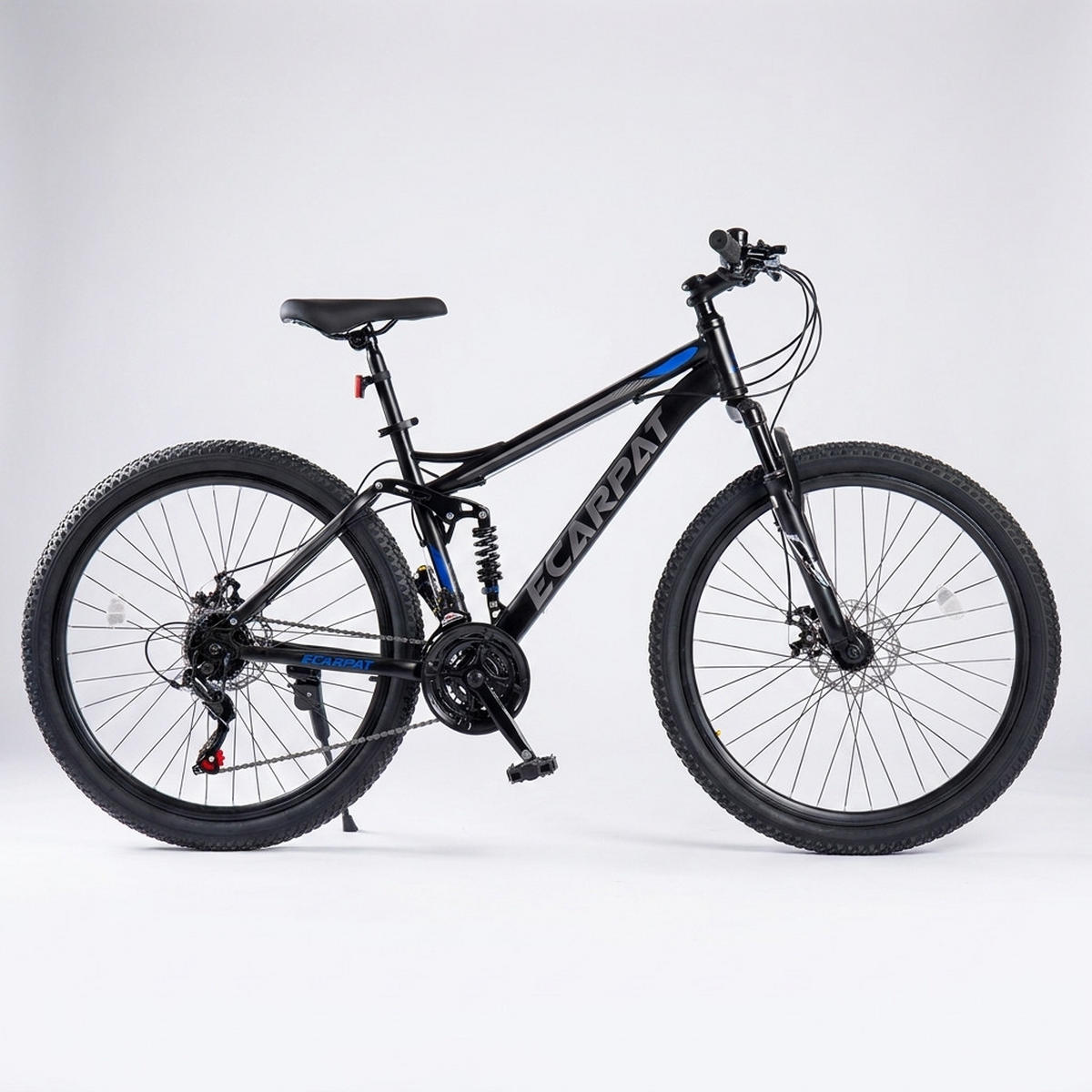 MOUNTAINBIKE 26 Zoll Schwarz + Blau, 21-Gang-Schaltung, Doppel-Scheibenbremsen, Carbonstahl - Blau, Metall (20cm) - Oxeza