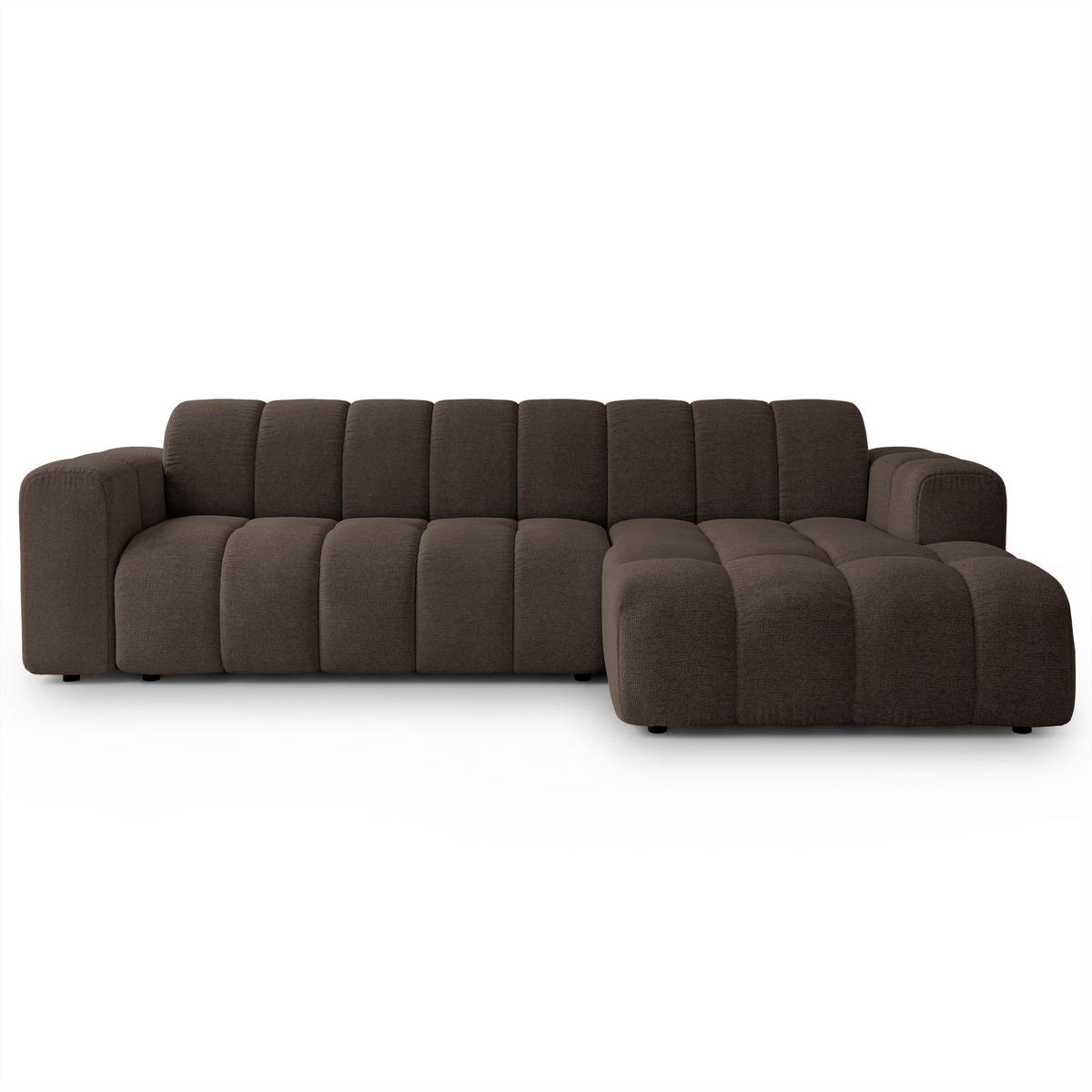 ECKSOFA SETIA Braun Strukturstoff mit Schlaffunktion - Braun, Holz (304/165cm) - MASSENO
