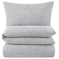 WINTER-BETTWÄSCHE 135x200 Cashmere Touch - Warme Plüsch Rip Cord Kuschelbettwäsche - Grau - Grau, Textil (135/200cm) - Carpe Sonno