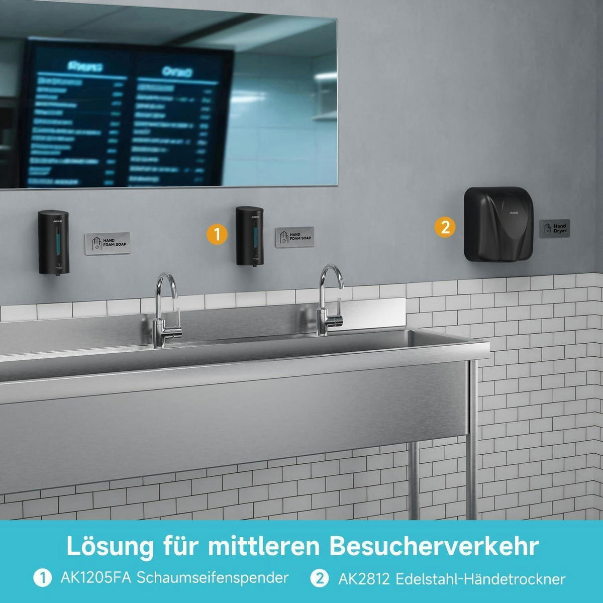SCHAUMSEIFENSPENDER AIKE FoamCore Edelstahl Matt Schwarz - Schwarz, Metall (10.9/10.8/22.1cm)
