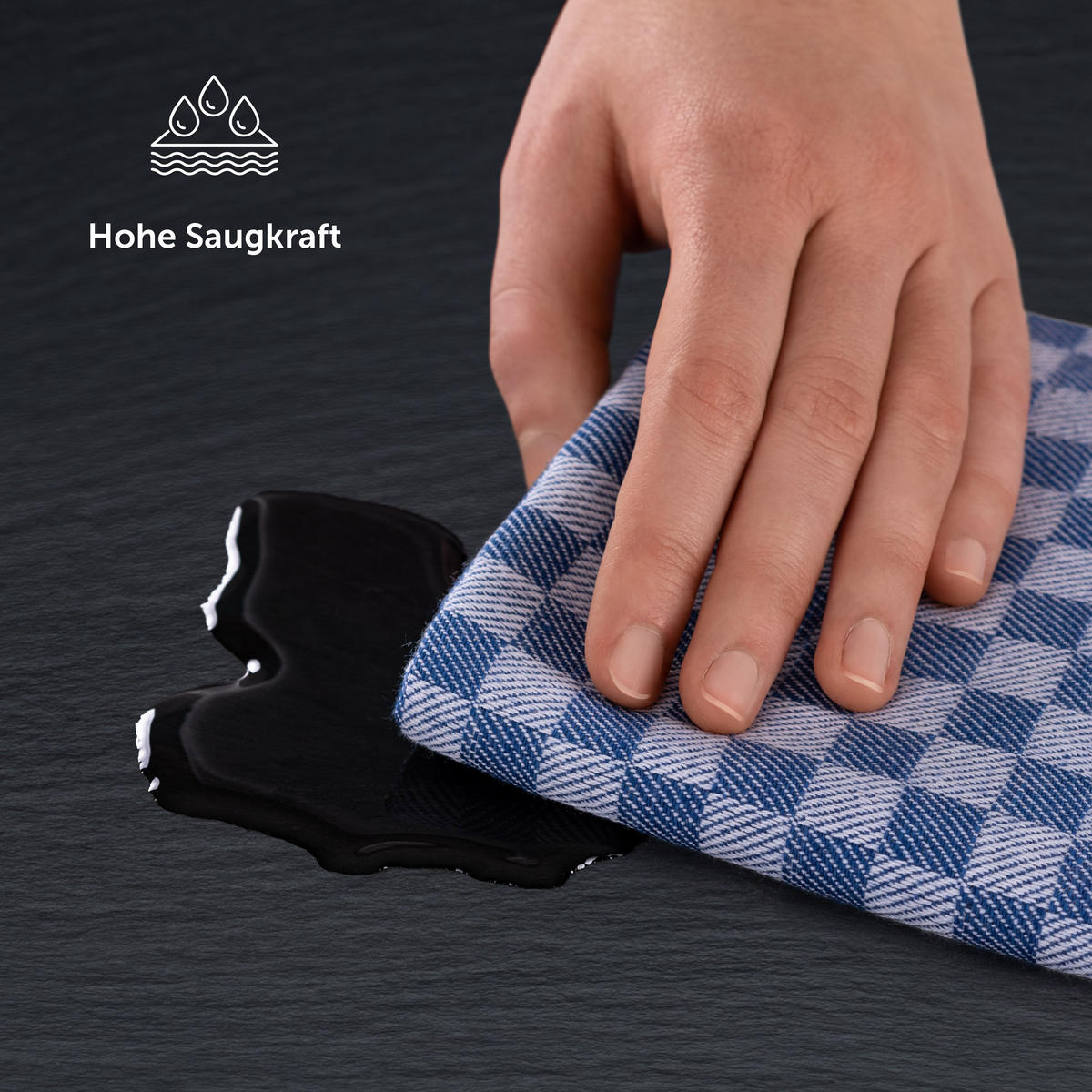 GESCHIRRTUCH Markus 10er-Set, 50/70 cm, 100% Baumwolle, kariert - Schwarz, Textil (50/70cm) - Blumtal