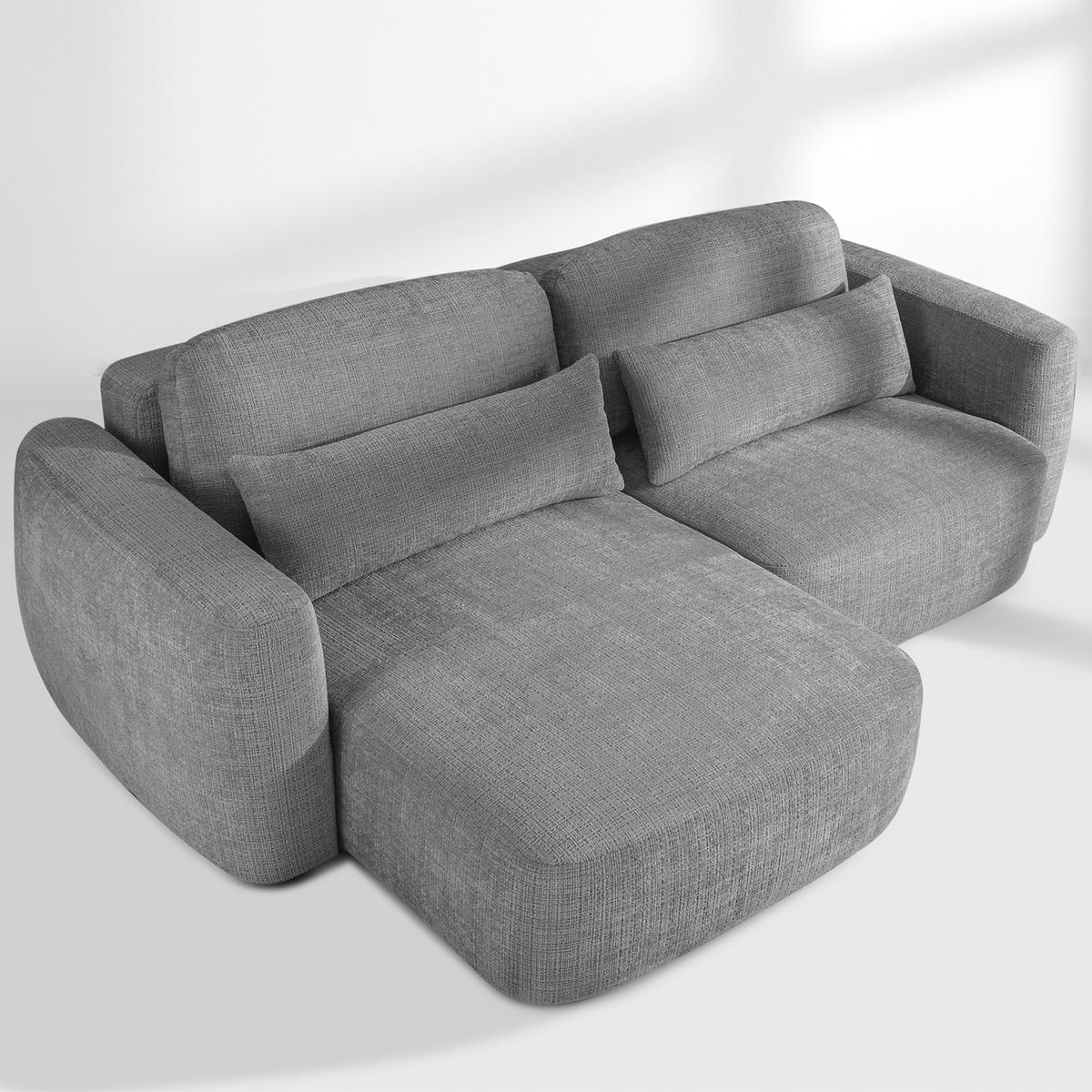 ECKSOFA links ELOSA - Dunkelgrau, Holz/Textil (245/165cm) - KONSIMO®