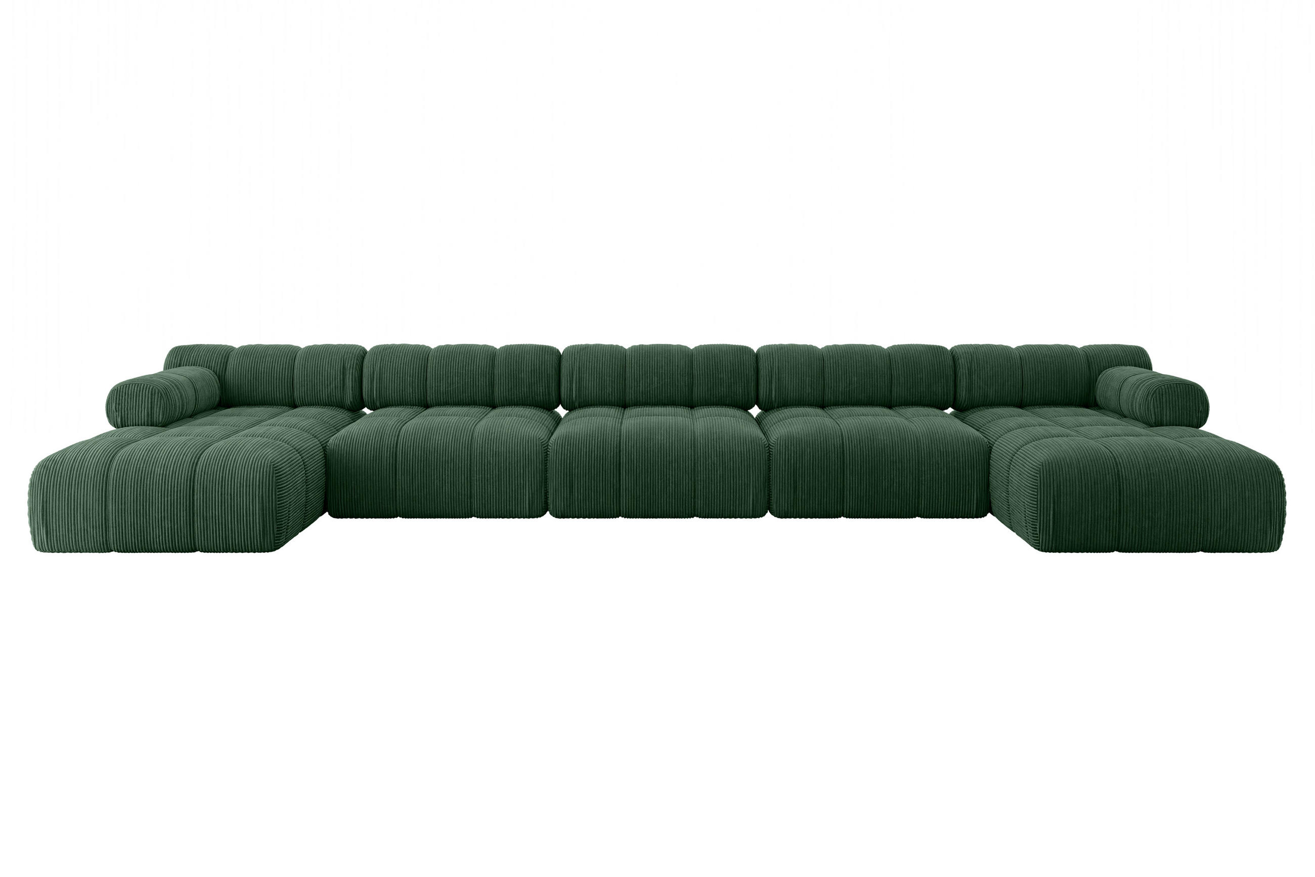 WOHNLANDSCHAFT modulares Sofa Tesso-U3 - 475x160x70 cm Grün Cord - Grün, Holzwerkstoff/Textil (475/70/160cm) - ALTDECOR