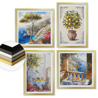 WANDBILDER 4er Set - 50x50 cm & 40x60 cm Goldrahmen - Tisch aus Zitronenbaum - Goldfarben, Kunststoff (50/50cm) - ArtPrintCave