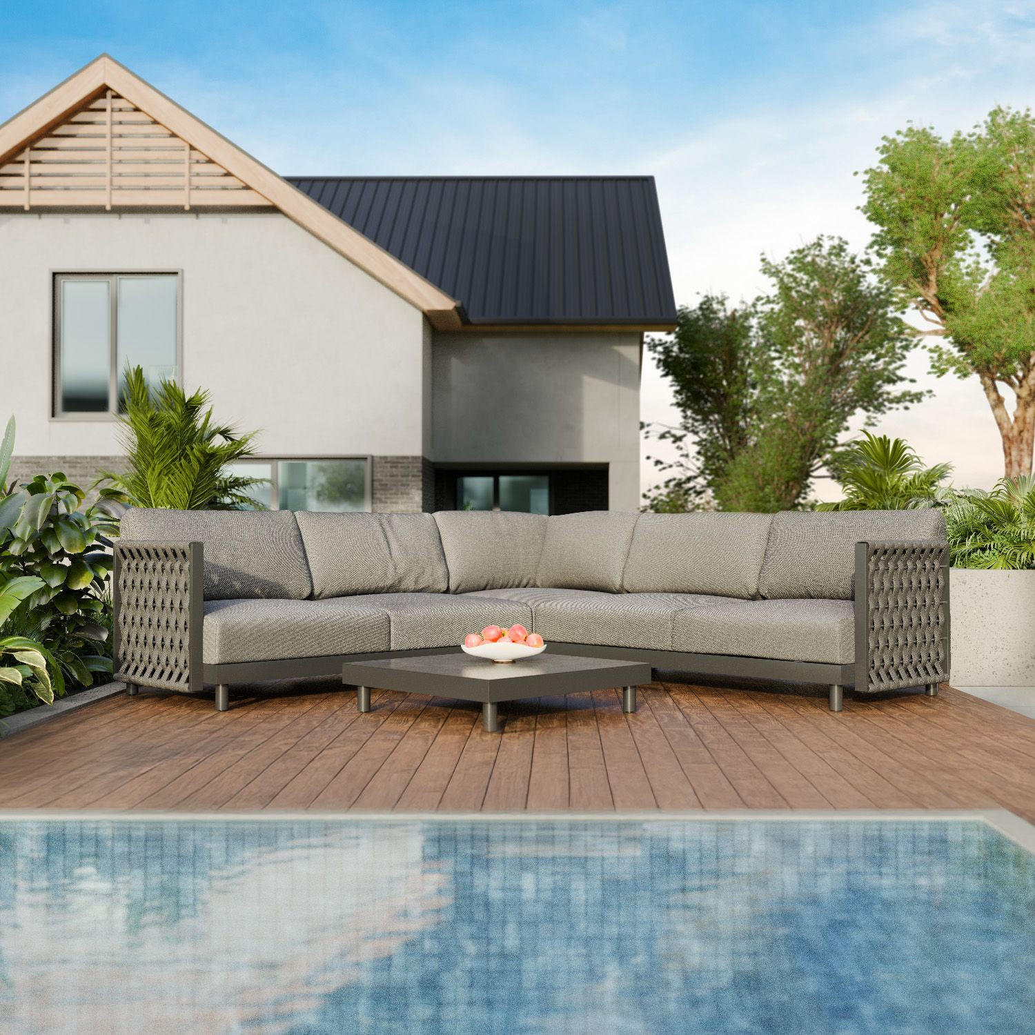 LOUNGEGARNITUR Port Royale Anthrazit - Anthrazit, Metall - Juskys