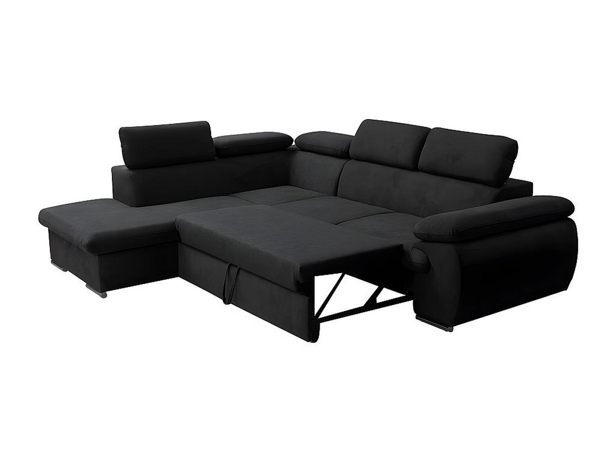 ECKSOFA mit Schlaffunktion & Bettkasten - Ecke Links - Stoff - Schwarz - FABIEN - Schwarz, Textil (221/271cm) - Vente-Unique