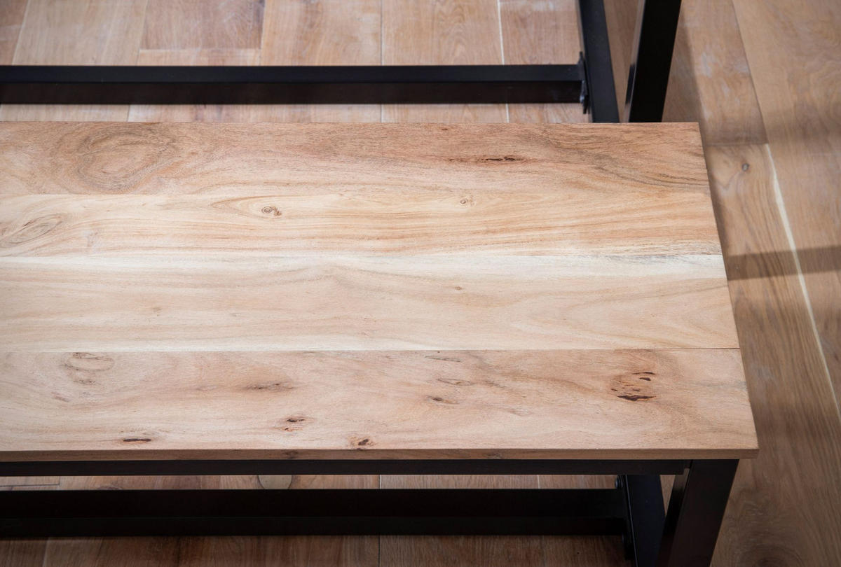 ESSZIMMERBANK Massivholz Metall Loft-Stil ohne Lehne, Akazie 120x40x45 cm - Schwarz/Braun, Holz/Metall (120/45/40cm) - KADIMA DESIGN