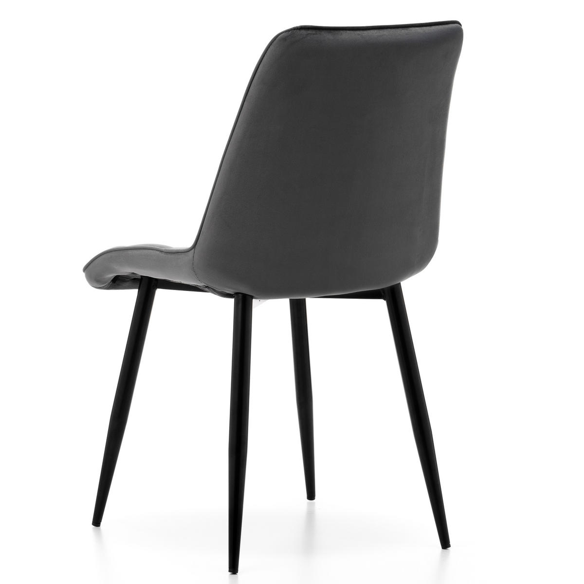 STUHL CHIC gespolsterter mit Steppung - grau - Samt Velours - Schwarz/Grau, Metall (50/88/47cm) - NEW HOME