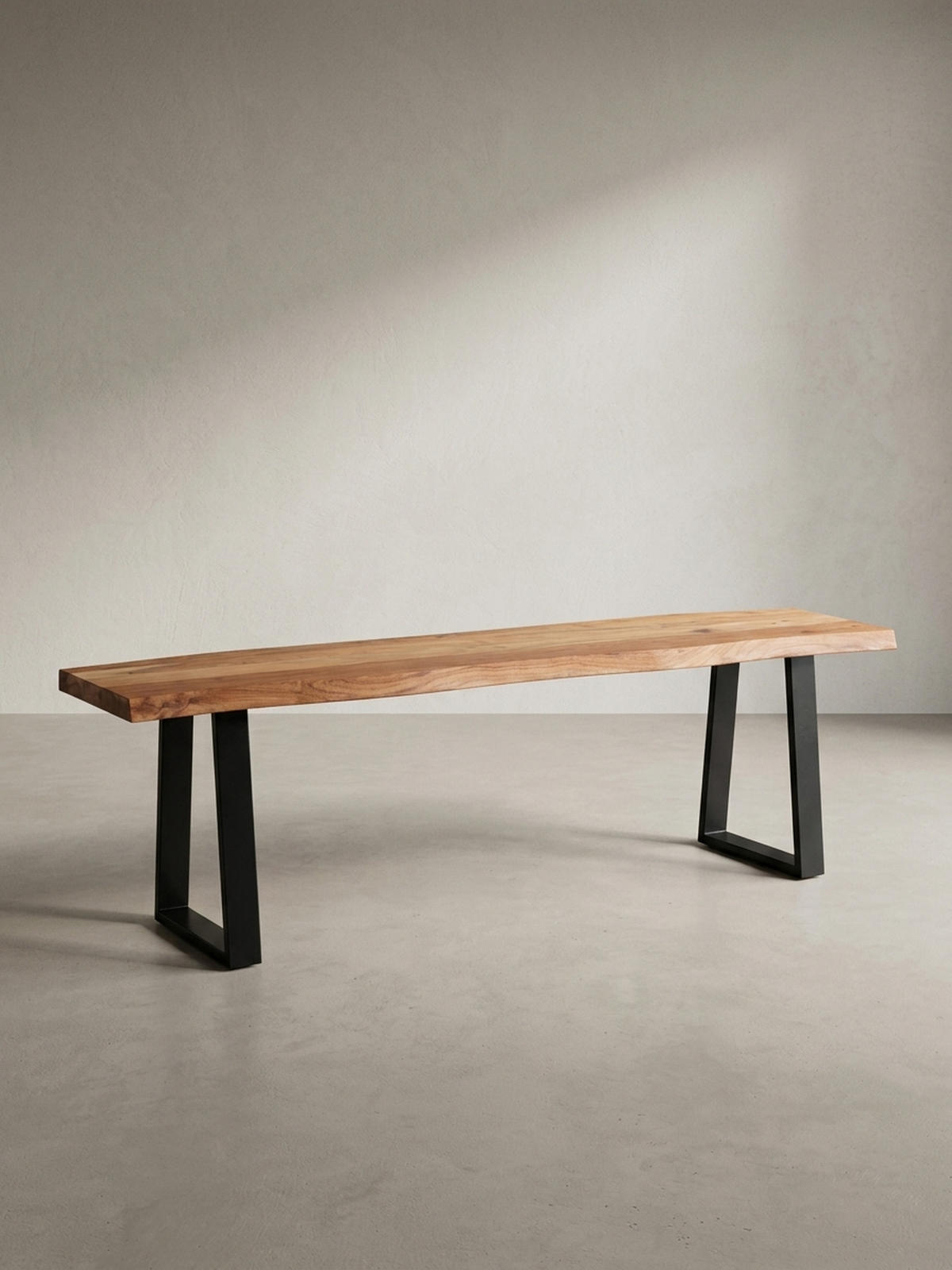 ESSZIMMERBANK Massivholz Metall Baumkante ohne Lehne, Akazie 160x40x46 cm - Schwarz/Braun, Holz/Metall (160/46/40cm) - KADIMA DESIGN
