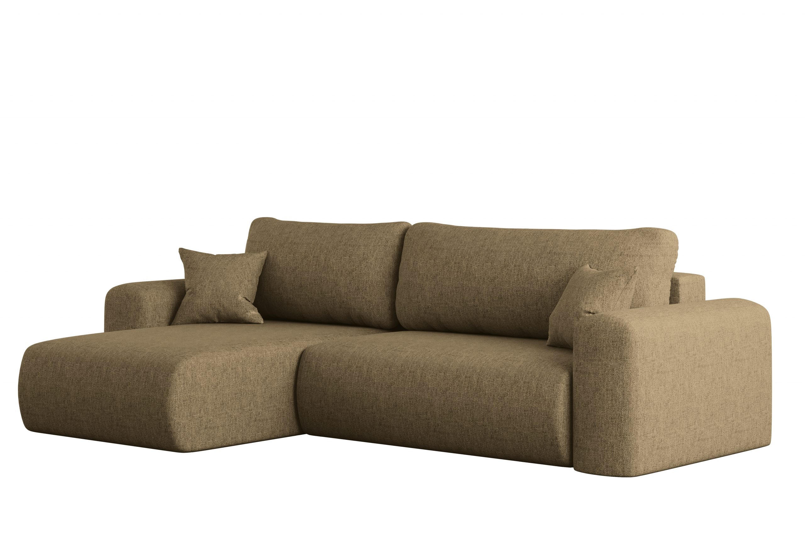 ECKSOFA Mit Schlaffunktion Und Bettkasten L-förmiges Sofa Capri Stoff Verita Links Hellbraun - Hellbraun, Holz (145/272cm) - Kaiser Möbel