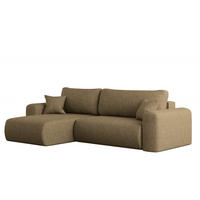 ECKSOFA Mit Schlaffunktion Und Bettkasten L-förmiges Sofa Capri Stoff Verita Links Hellbraun - Hellbraun, Holz (145/272cm) - Kaiser Möbel
