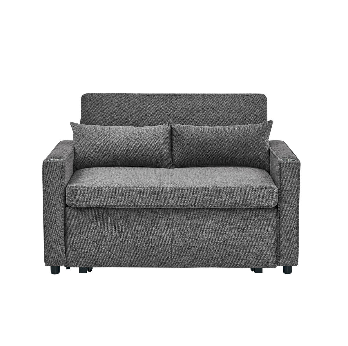 SCHLAFSOFA 3-in-1 mit USB-Ladeports Dark Gray - Dunkelgrau, Holz (134/73/195cm) - Meubliv