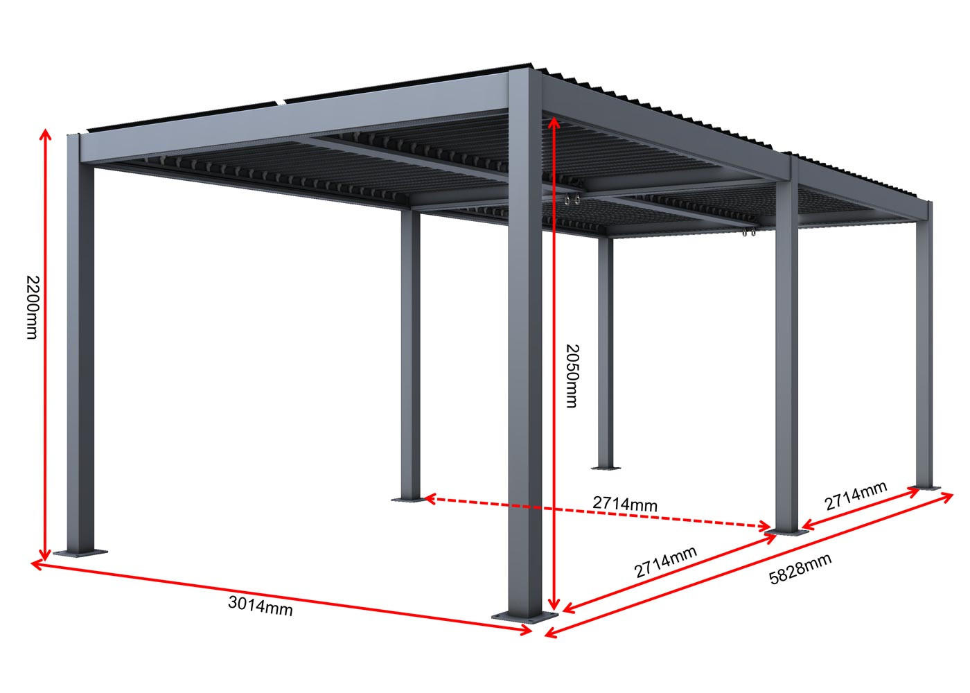 CARPORT Anthrazit - Anthrazit, Metall (583/220/301cm) - MCW