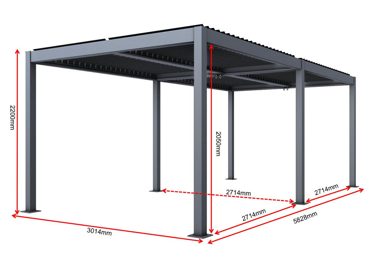 PERGOLA Anthrazit - Anthrazit, Metall (583/220/301cm) - MCW