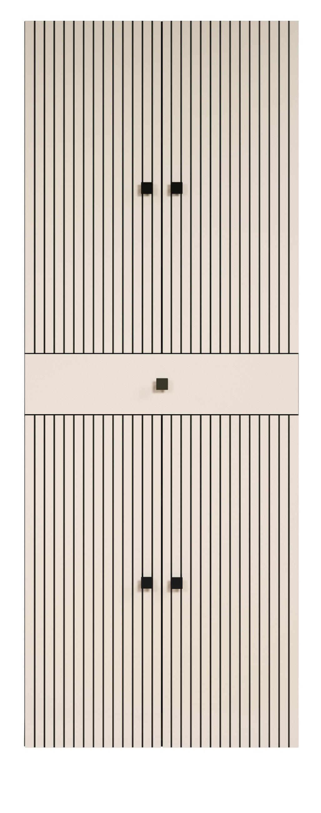 HOCHSCHRANK Kaschmir, grau 70 x 186 cm, Badschrank 4-türig - Kaschmir/Schwarz, Holzwerkstoff/Metall (70/186/31cm) - Top.Furn