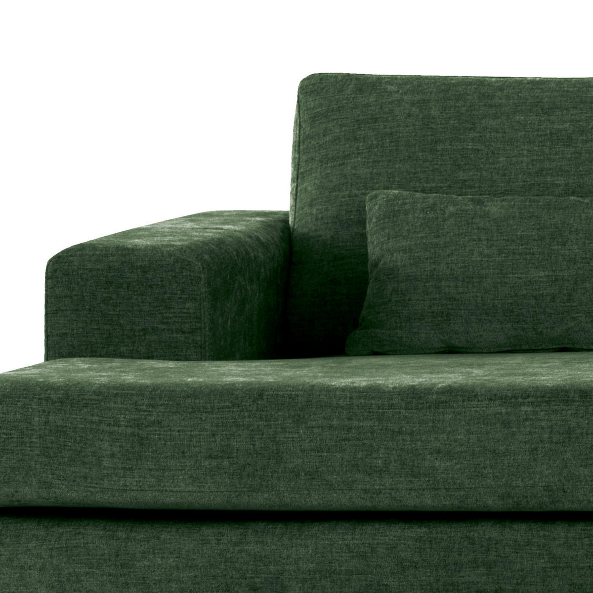 WOHNLANDSCHAFT mit Longchair - Dunkelgrün/Eichefarben, Eichenholz/Textil (371/81/219cm) - home24