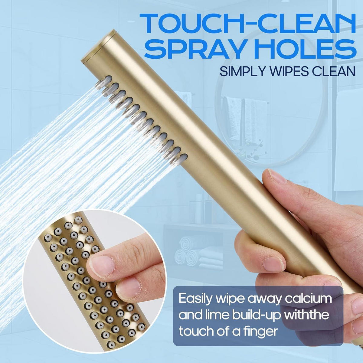 HANDBRAUSE Edelstahl gebürstet gelb Wassersparend Hochdruck 48 Anti-Kalk Düsen - Gelb, Metall (3/12.7/21cm)