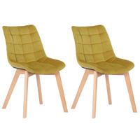 STUHL 2er Set Samt gelb - Eukalyptusholzfarben/Gelb, Holz/Textil (46/82/61cm) - CLP