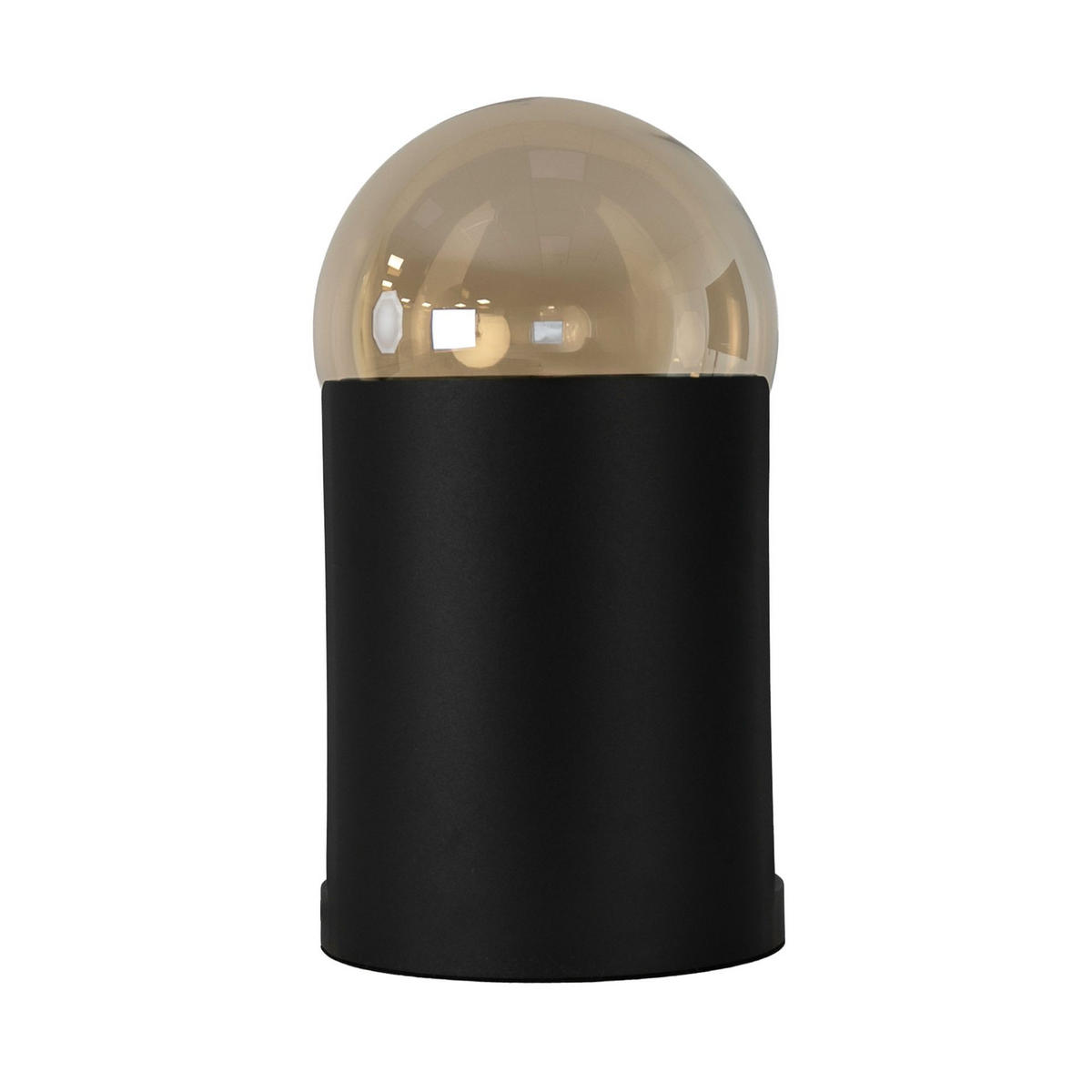 TISCHLEUCHTE aus bernsteinfarbenem Rauchglas und schwarzem Stahl Ø25/43 cm - Schwarz, Glas/Metall (25/25/43cm) - The Lumine