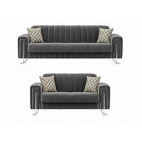 SITZGARNITUR Kochi, Grau Stellvariante 3+2 - Grau, Holzwerkstoff/Metall (243/85/95cm)