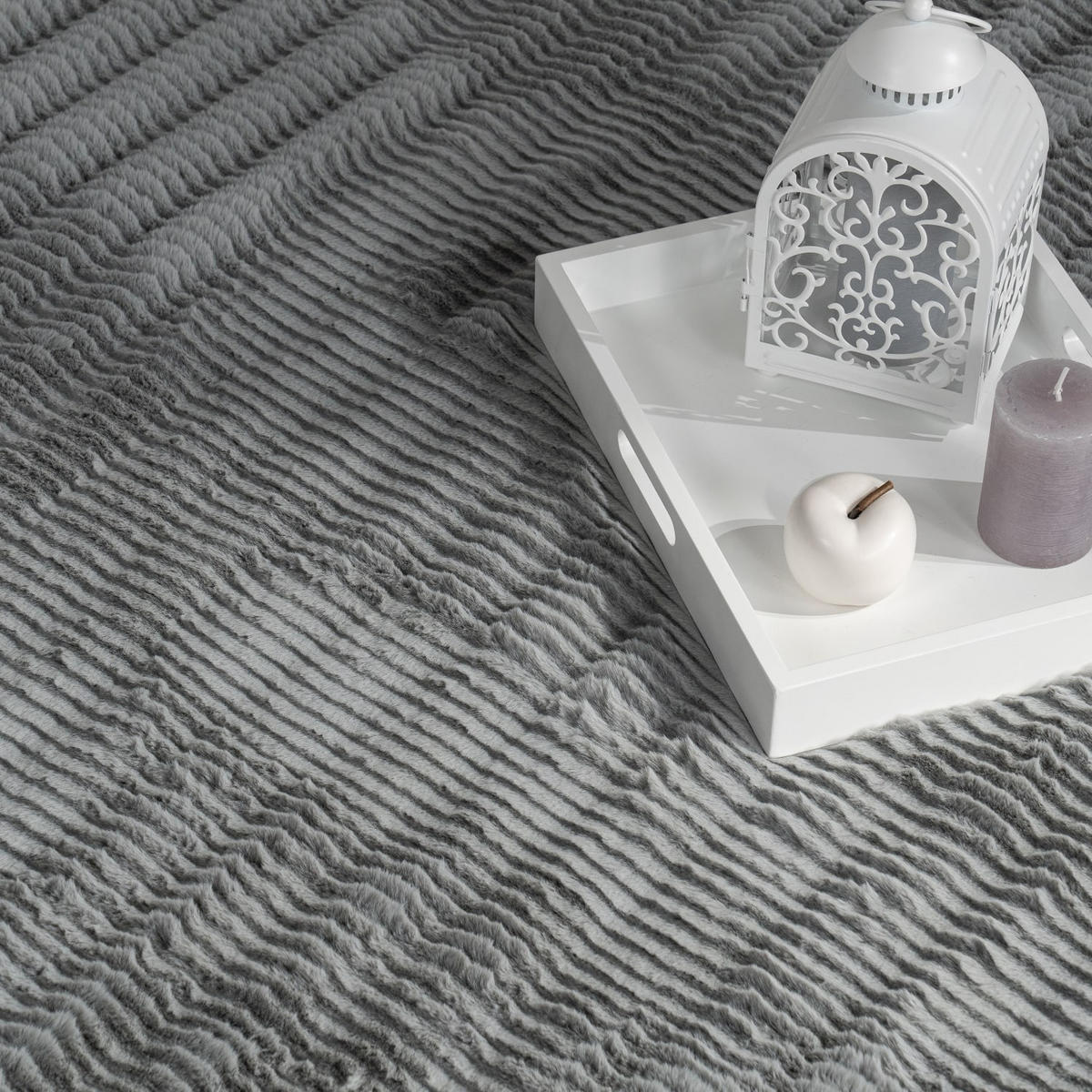 TEPPICH Hochflor waschbar Unifarben Struktur Schlafzimmer Grau Rechteckig 80x150 - Grau, Textil (80/150cm) - KADIMA DESIGN