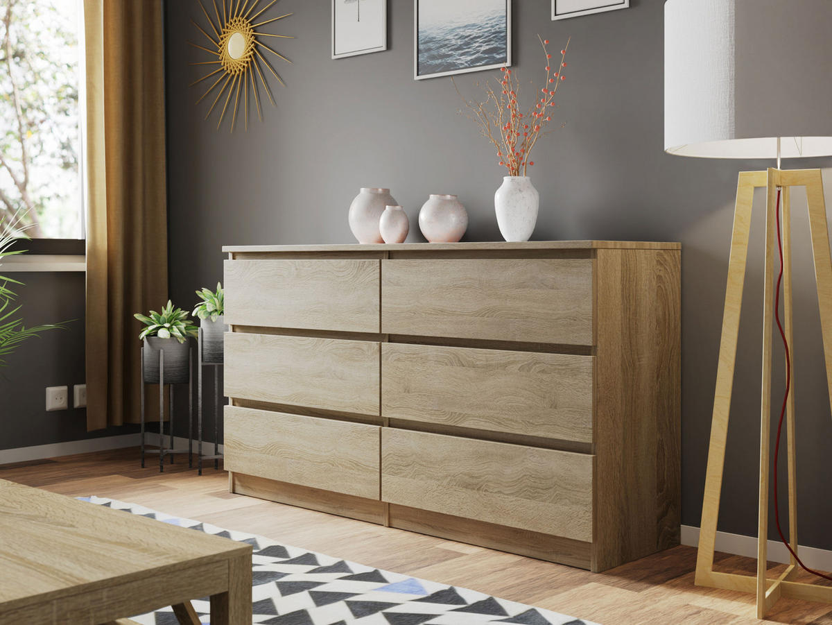 KOMMODE Malwa M6 - Sonoma Eiche, Holzwerkstoff (138/77/40cm) - MIRJAN24
