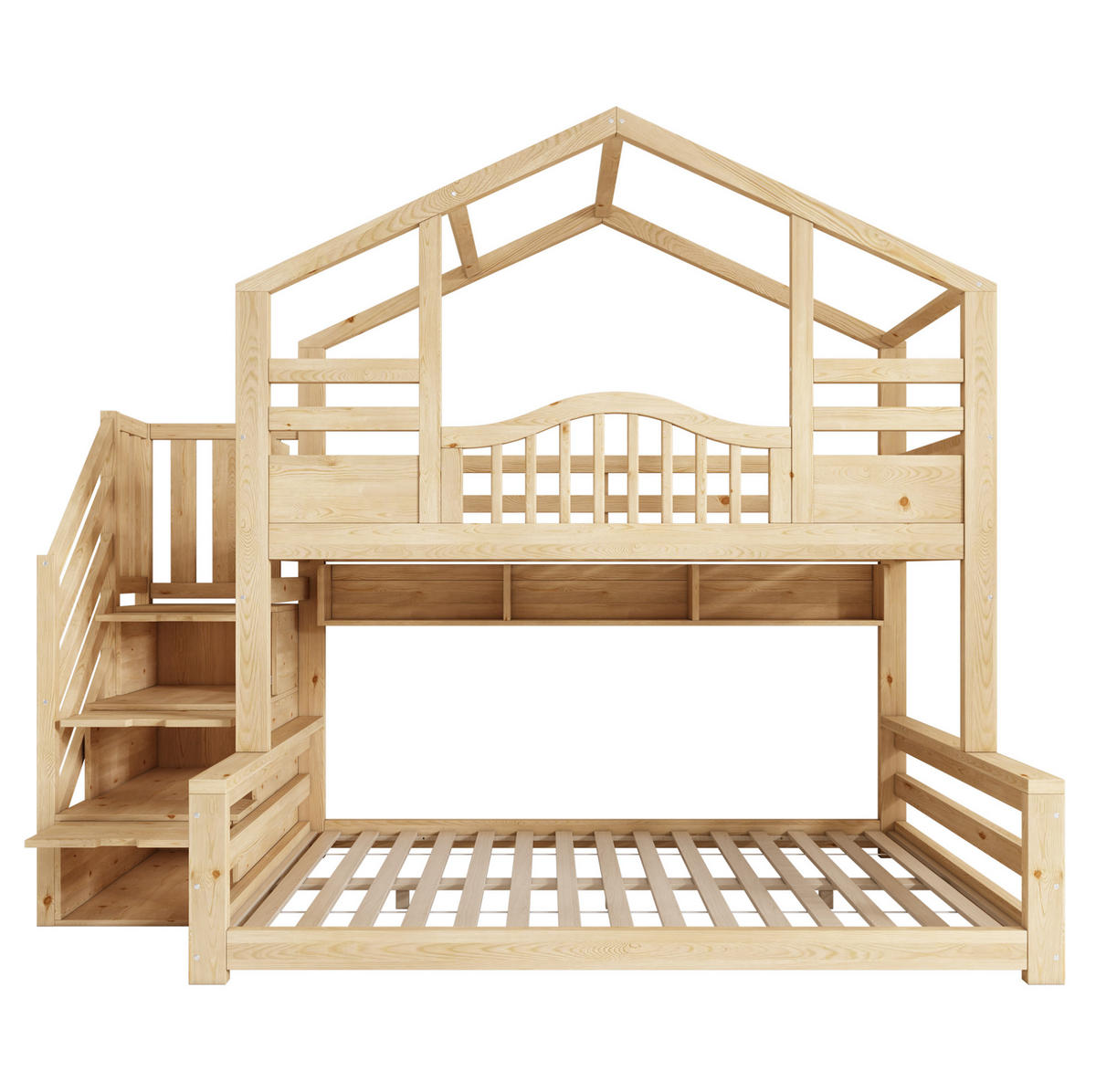 ETAGENBETT 90/200 cm und 140/200 cm mit Treppenschrank ohne Matratze - Naturfarben, Holz (140/200cm) - MIVRAY