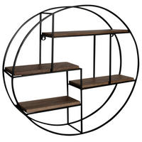 WANDREGAL Mango Massivholz Metall Industrial Stil 70x70x18 cm Rund - Schwarz/Braun, Holz/Metall (70/70/18cm) - KADIMA DESIGN