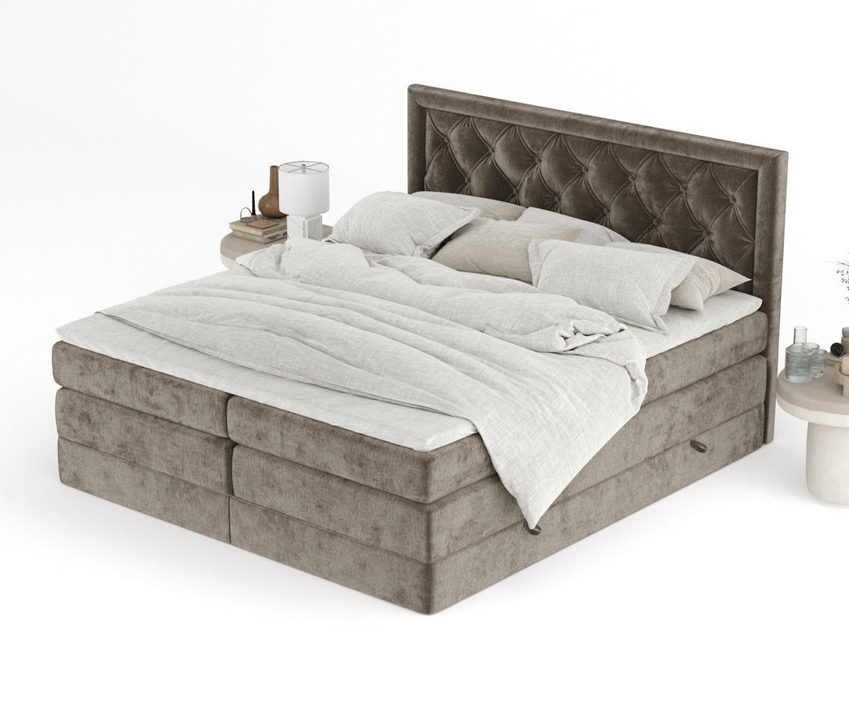 BOXSPRINGBETT Aurelia Braun 180/200 cm - Schwarz/Braun, Holz/Holzwerkstoff (180/200cm) - Maison de Reve