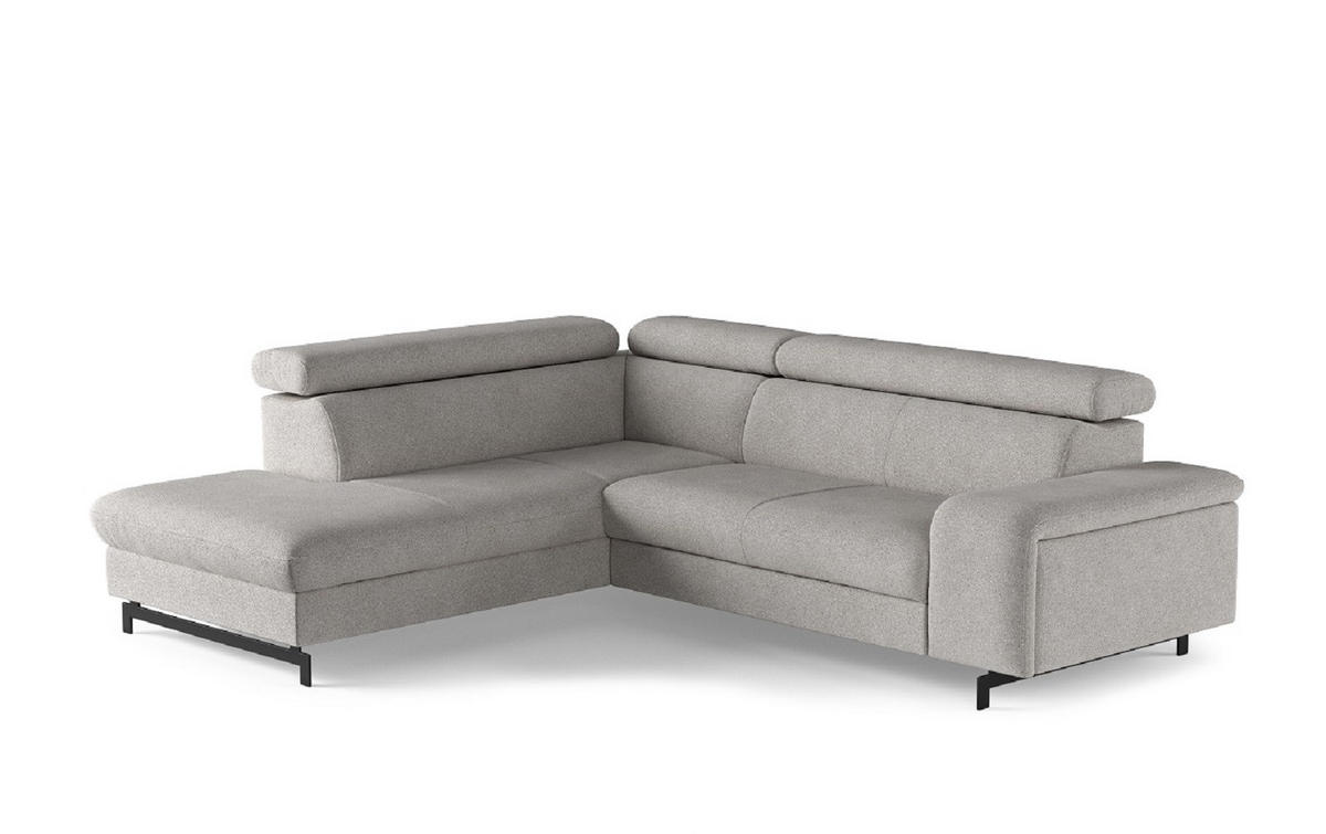 ECKSOFA mit Schlaffunktion und Bettkasten - Hellgrau/Schwarz, Kunststoff/Textil (262/215cm) - Cotta