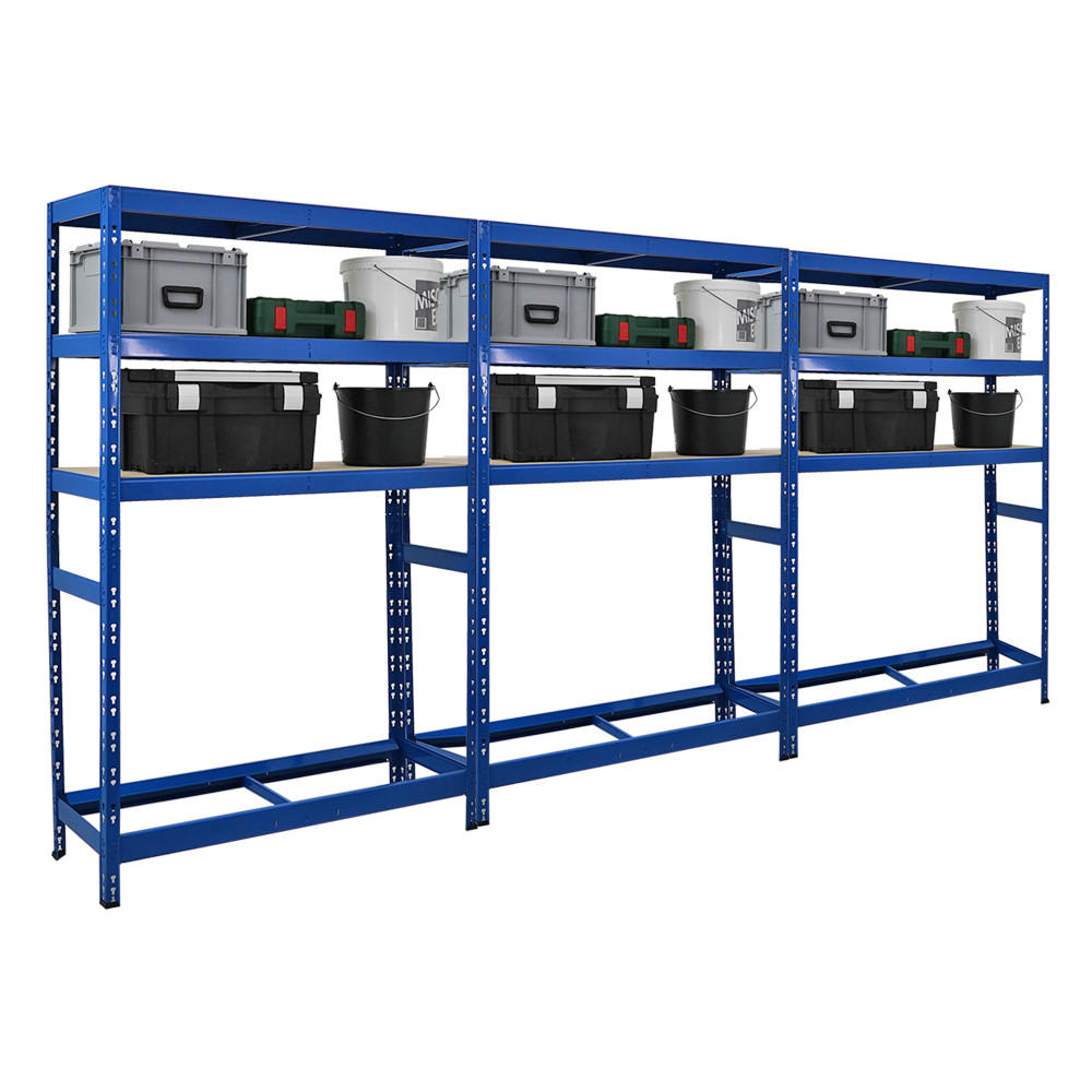 REIFENREGAL Tiger 3er-Set mit 3x 180x120x40 cm bis zu 18 Reifen mit 3 Fachboden Blau - Blau, Metall (360/180/40cm) - PROREGAL