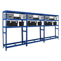 REIFENREGAL Tiger 3er-Set mit 3x 180x120x40 cm bis zu 18 Reifen mit 3 Fachboden Blau - Blau, Metall (360/180/40cm) - PROREGAL