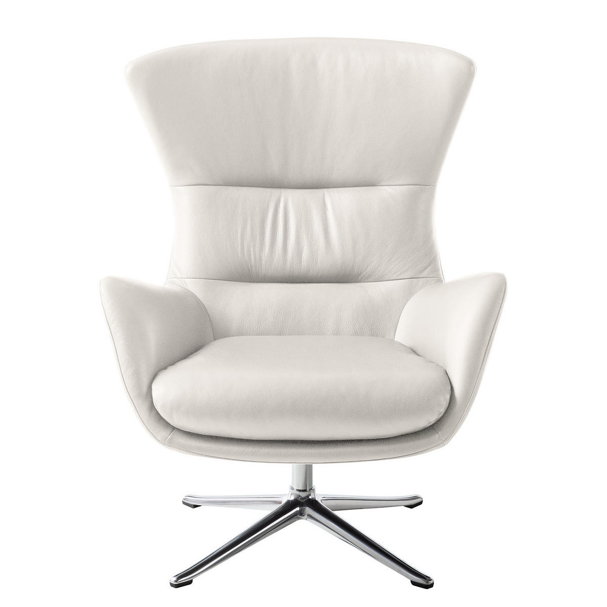 SESSEL mit Kreuzfuß - Chromfarben/Weiß, Leder/Metall (84/99/96cm) - home24