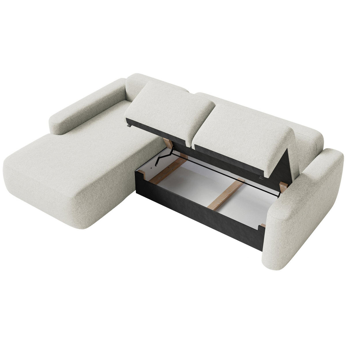 ECKSOFA Carnos Mini Creme Chenille - Creme/Schwarz, Kunststoff/Textil (238/164cm) - Selsey