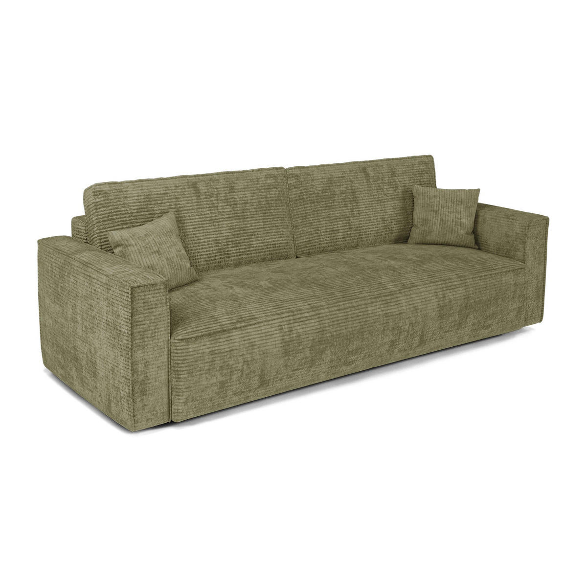 SCHLAFSOFA mit Stauraum KELY Cord Olivgrün 254cm - Olivgrün/Grün, Textil (254/78/95cm) - Premium Interiors